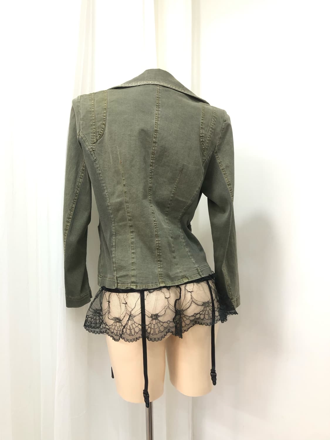 khaki military eyelet detail jacket 상품이미지2