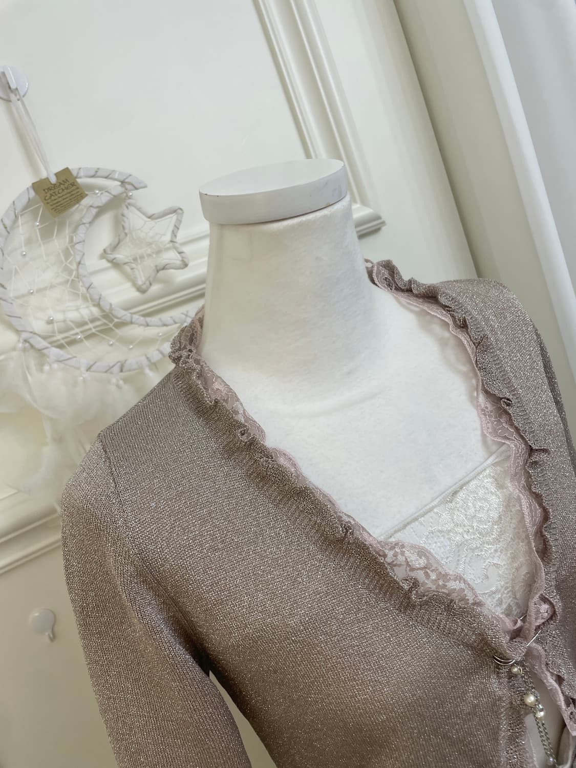 dark lavender glitter lace trim cardigan 상품이미지6