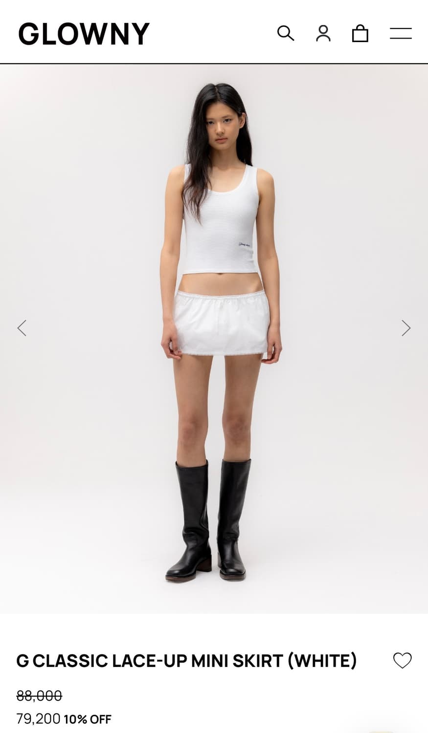 글로니 G CLASSIC LACE-UP MINI SKIRT (WHITE) 상품이미지1