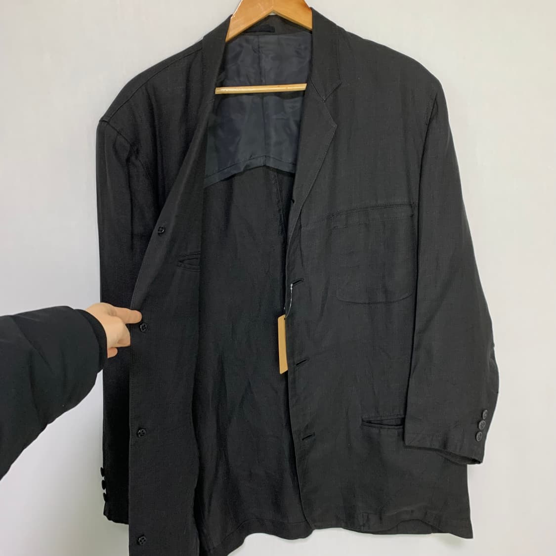 요지야마모토 포맨 Y’S 린넨 싱글 자켓 블랙 M 빈티지 블레이저 상품이미지6