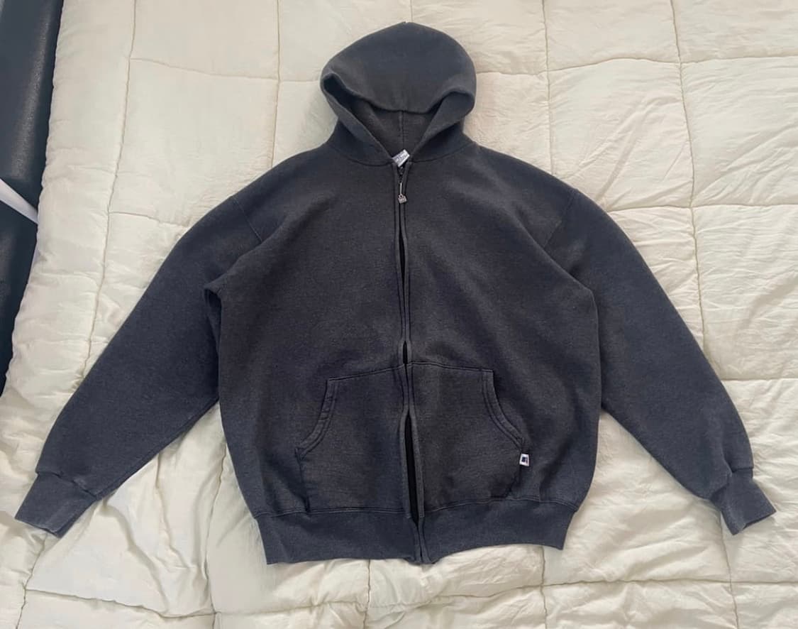 S급 90s USA 러셀 애슬레틱 후드집업 다크그레이 상품이미지1