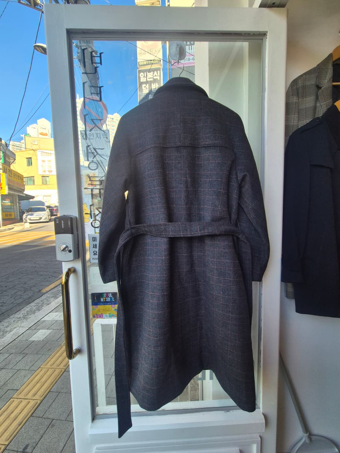 런던버스 울 체크 롱 코트입니다 상품이미지5