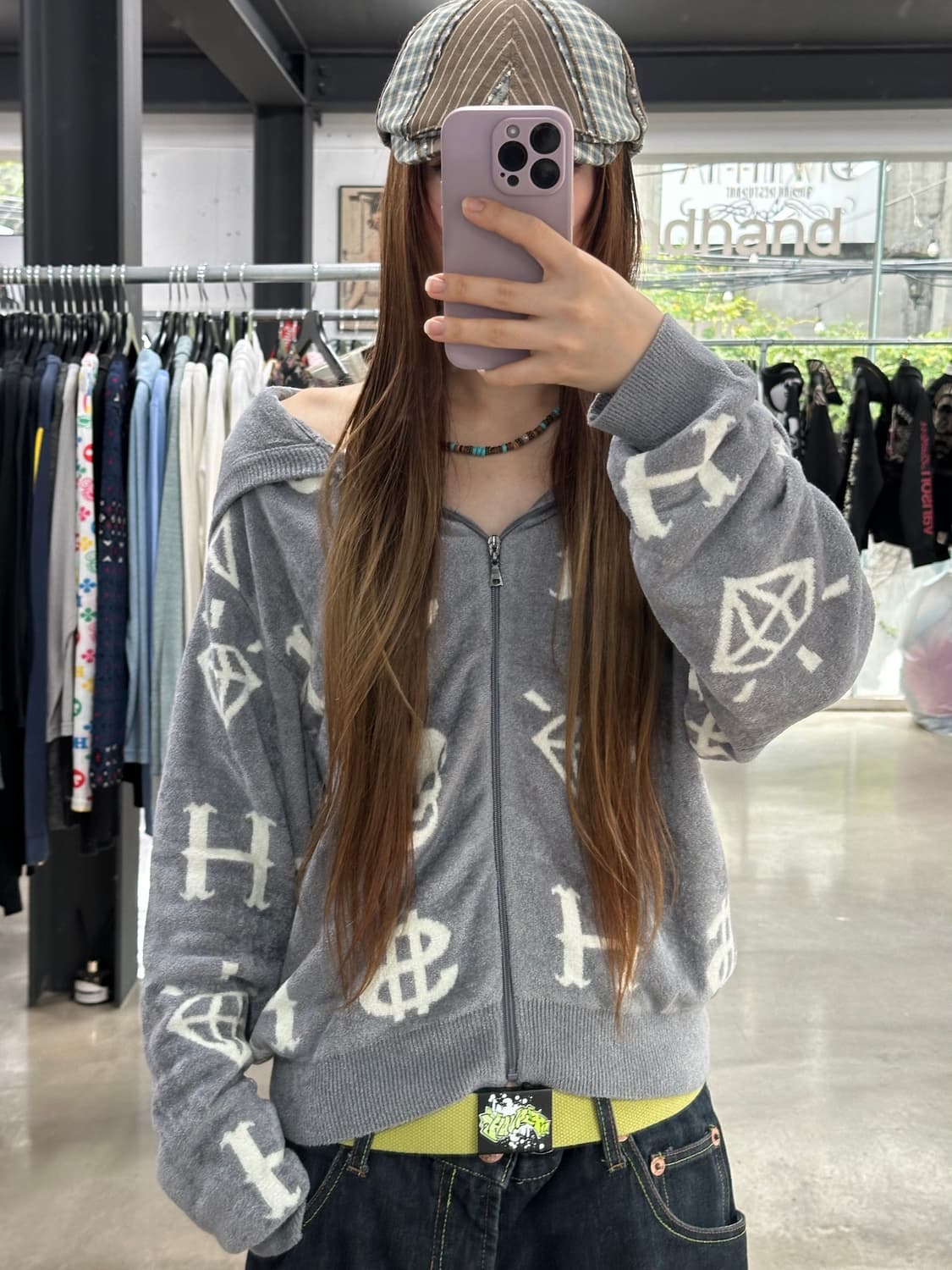 히스테릭글래머 태리 스컬모노그램 후드집업 상품이미지1