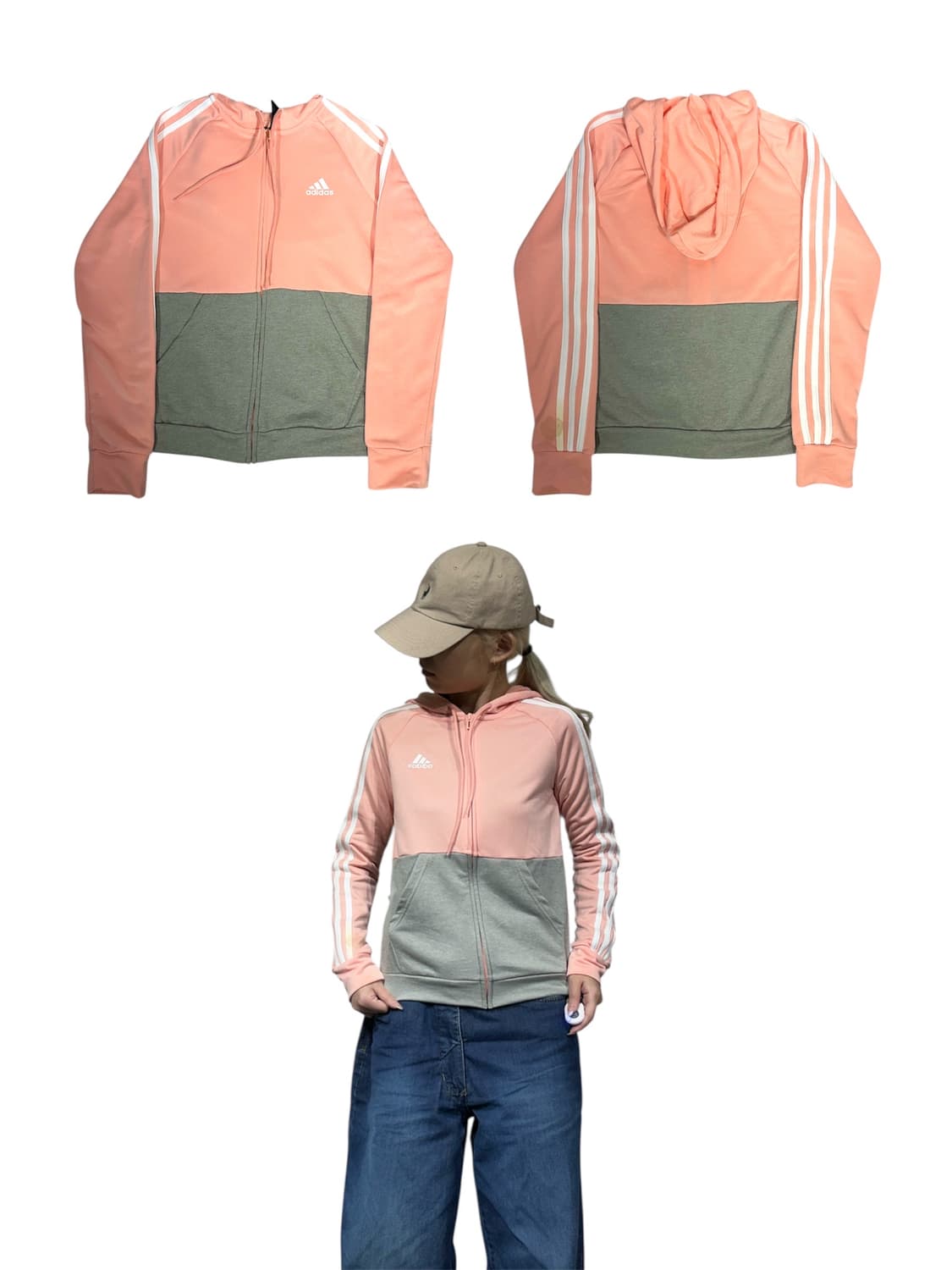 아디다스 핑크 그레이 후드집업 딱붙핏 트랙탑 져지 M 상품이미지1