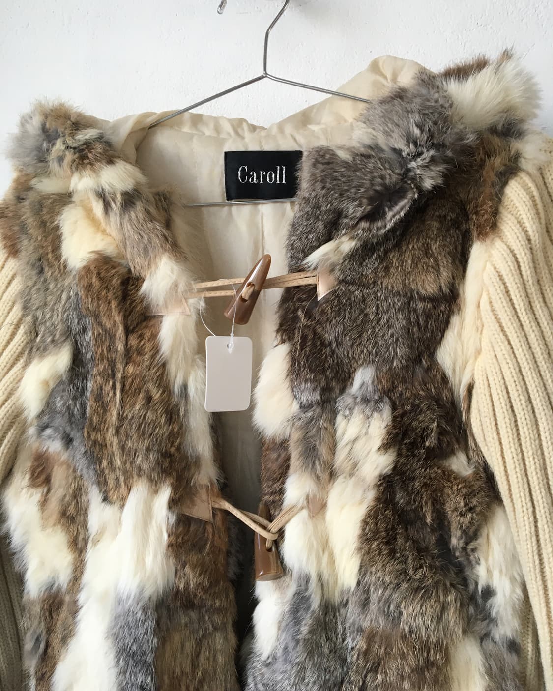 Rabbit fur duffle button hood knit cardi 상품이미지5
