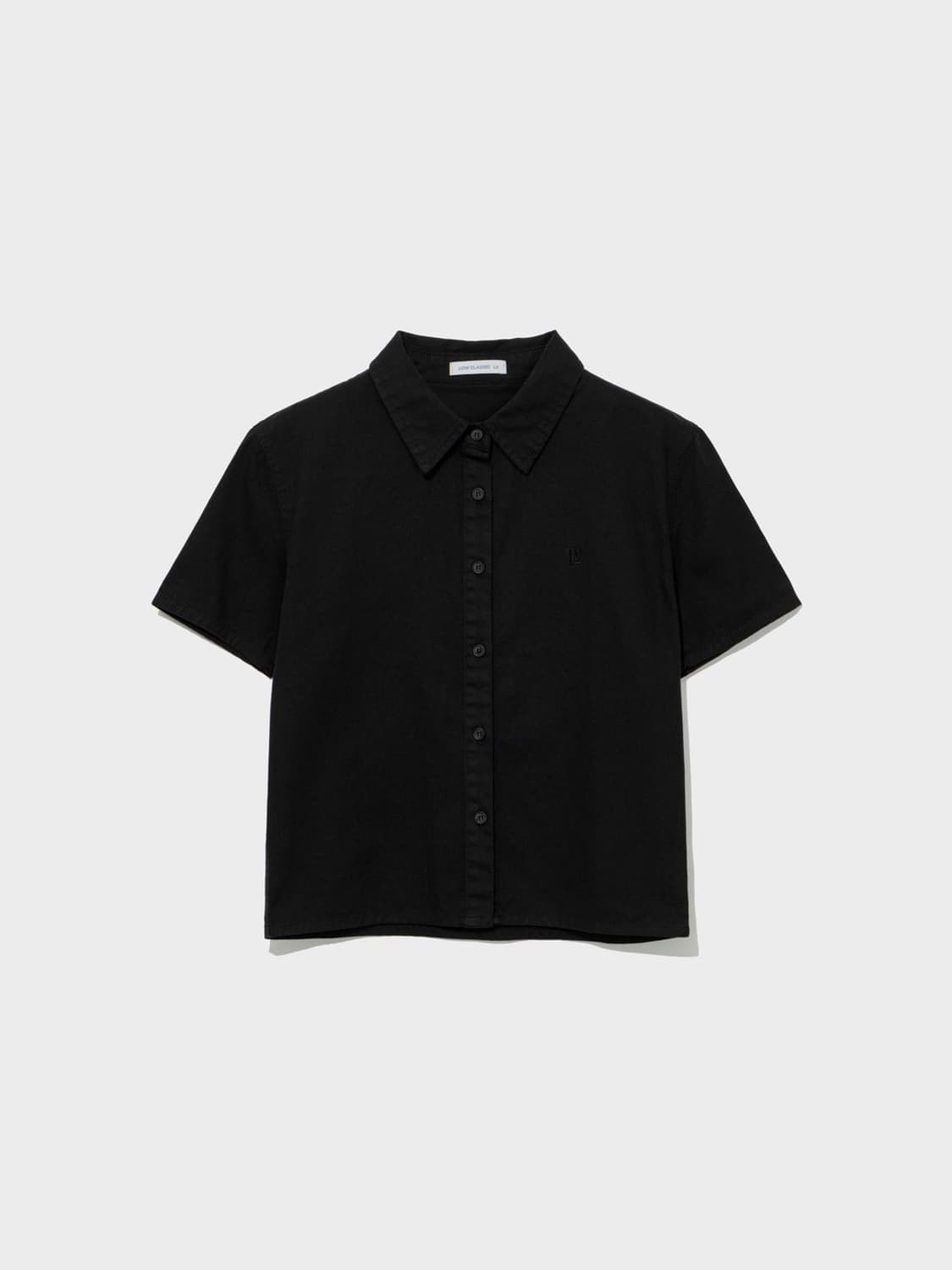 Cotton Button 1/2 Sleeve Shirt Black 상품이미지4
