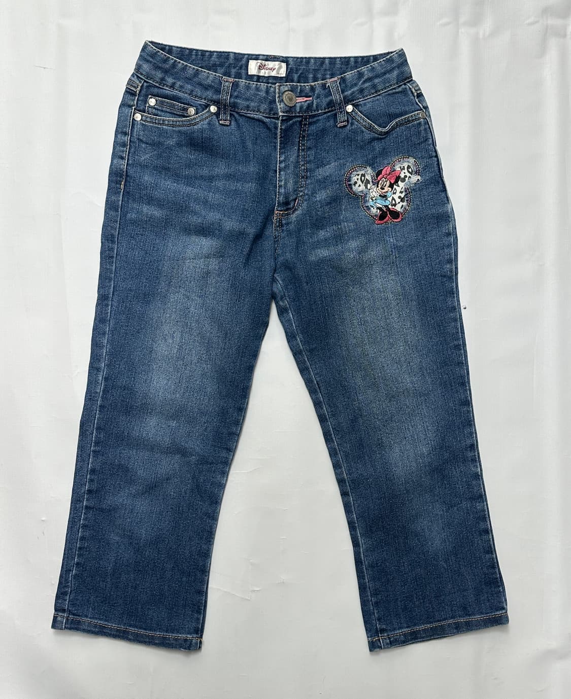 ⭐️재팬 디즈니 미니마우스 7부 데님 팬츠⭐️데코라 워싱 빈티지 패치  상품이미지4