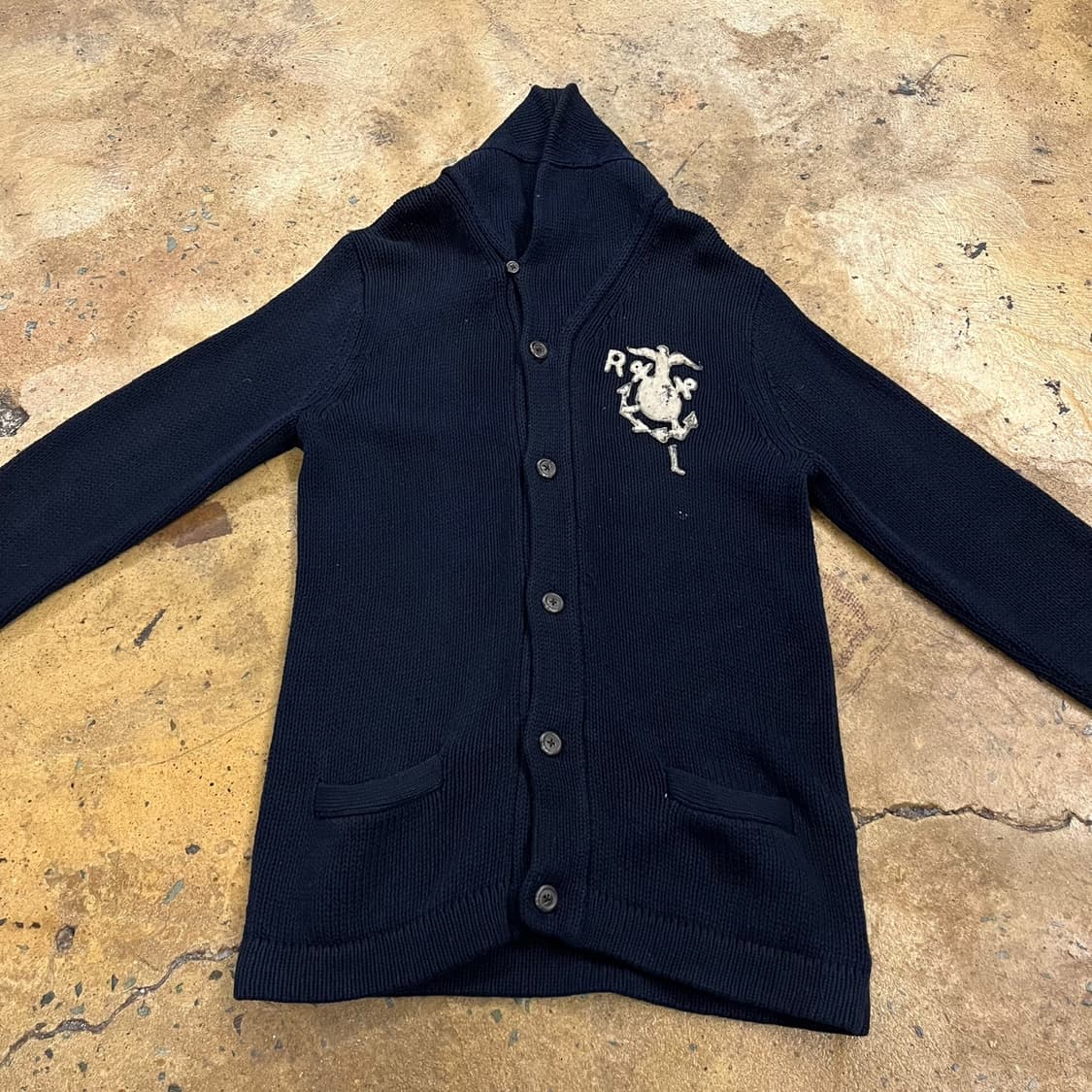 [정품/XL,85] 폴로 랄프로렌 네이비 카라 니트 가디건 b18 상품이미지3
