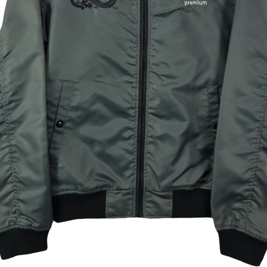 [에비수] 드래곤 용 자수 수베니어 봄버 스카쟌 자켓 챠콜 M19935 상품이미지5