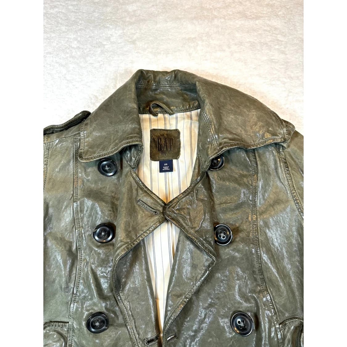 올드 갭 레더 피코트 올리브 상품이미지2