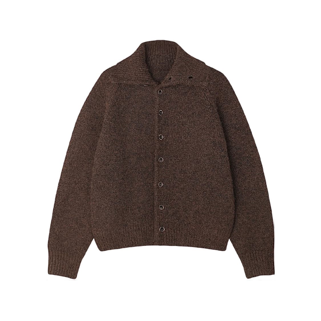 (1회착 우체국 택포가격) 노이즈 브러시드 빅카라 버튼 가디건 브라운 상품이미지1
