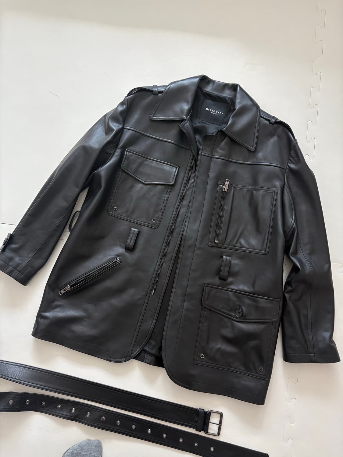 리얼 소가죽 사파리 자켓  상품이미지6