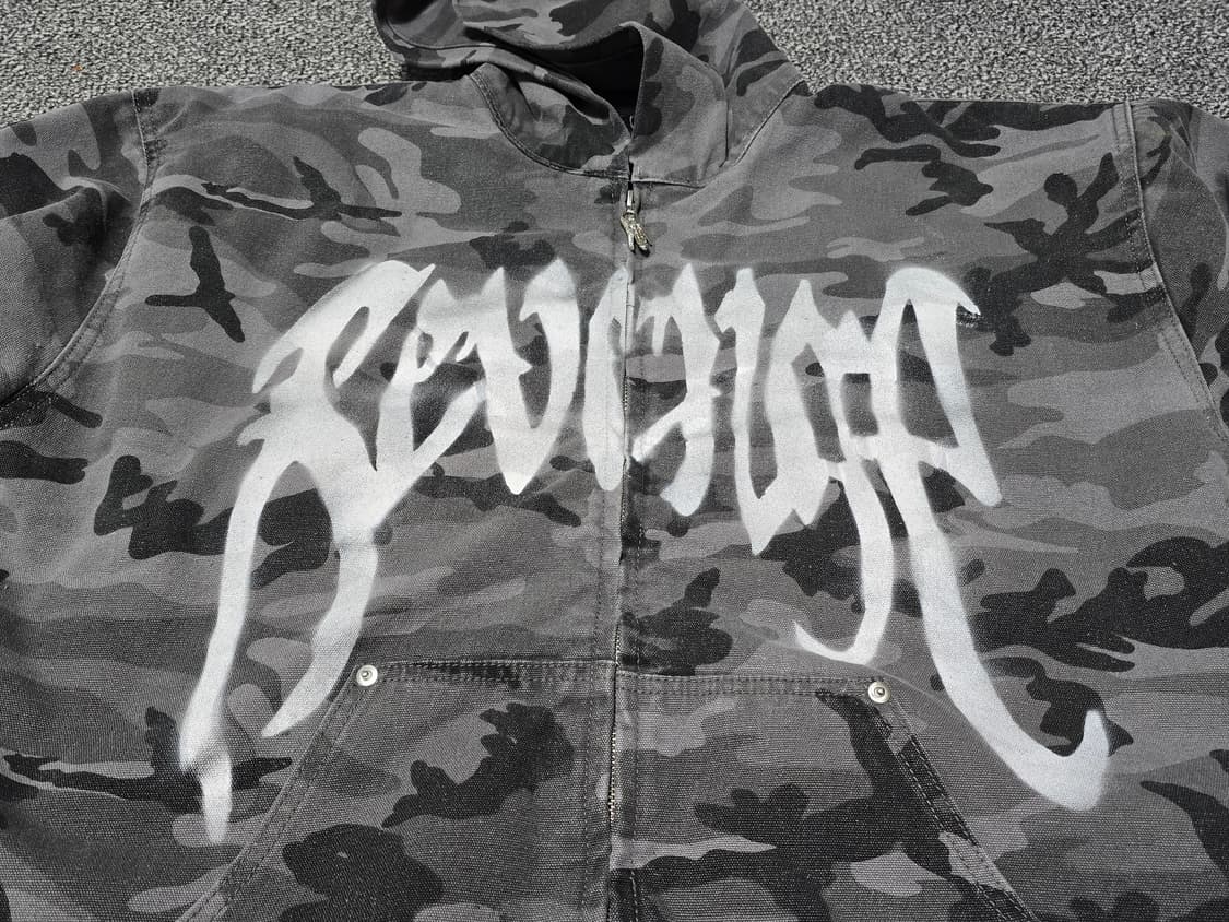 [M] REVENGE 리벤지 카모 워시드 패딩 후드 집업 상품이미지5