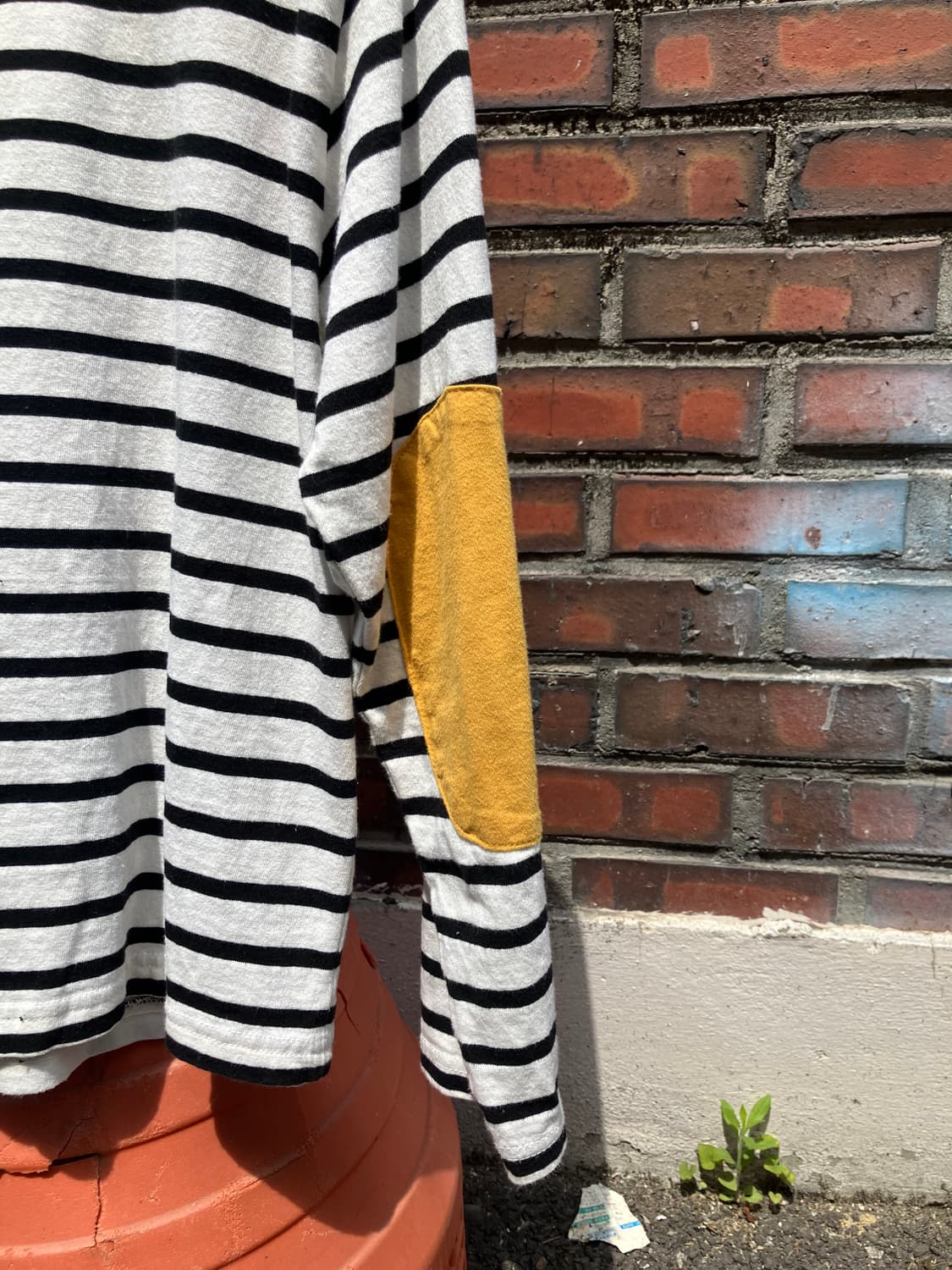 BEAMS BOY 옐로우 패치 스트라이프 긴팔 티셔츠 M 상품이미지5