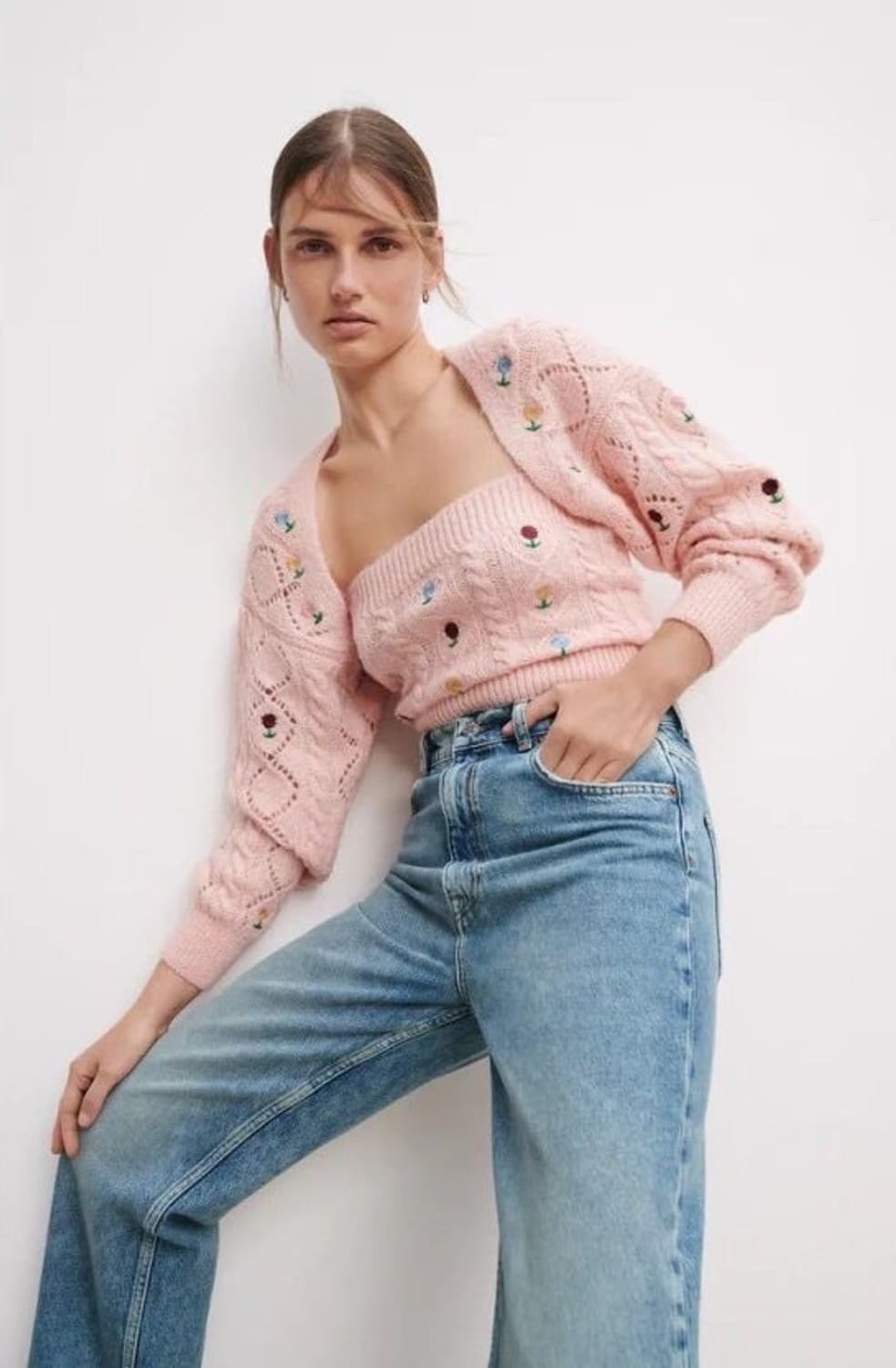 (카리나 착용) 자라 포인텔 니트 암 워머 • 니트 탑 상품이미지3