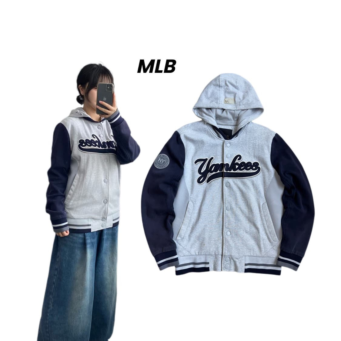 MLB 양키스 빅로고 코튼 후드 스타디움 자켓 상품이미지1