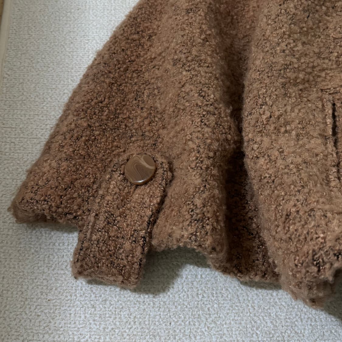 일본빈티지 모리걸 모리룩 브라운 뽀글이 도트 안감 케이프 상품이미지3