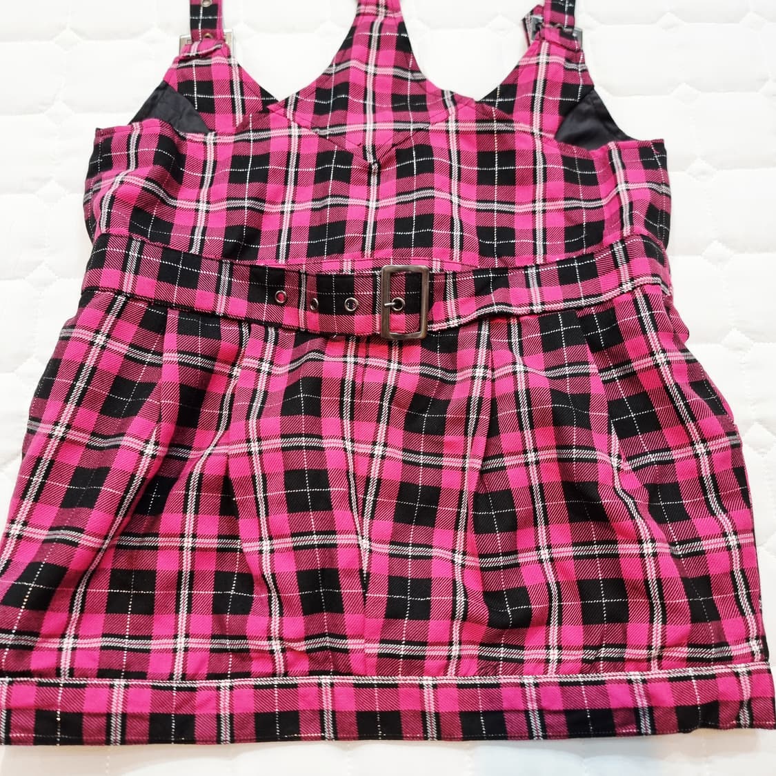 핑크 체크 멜빵 튜닉(미니원피스) 상품이미지5