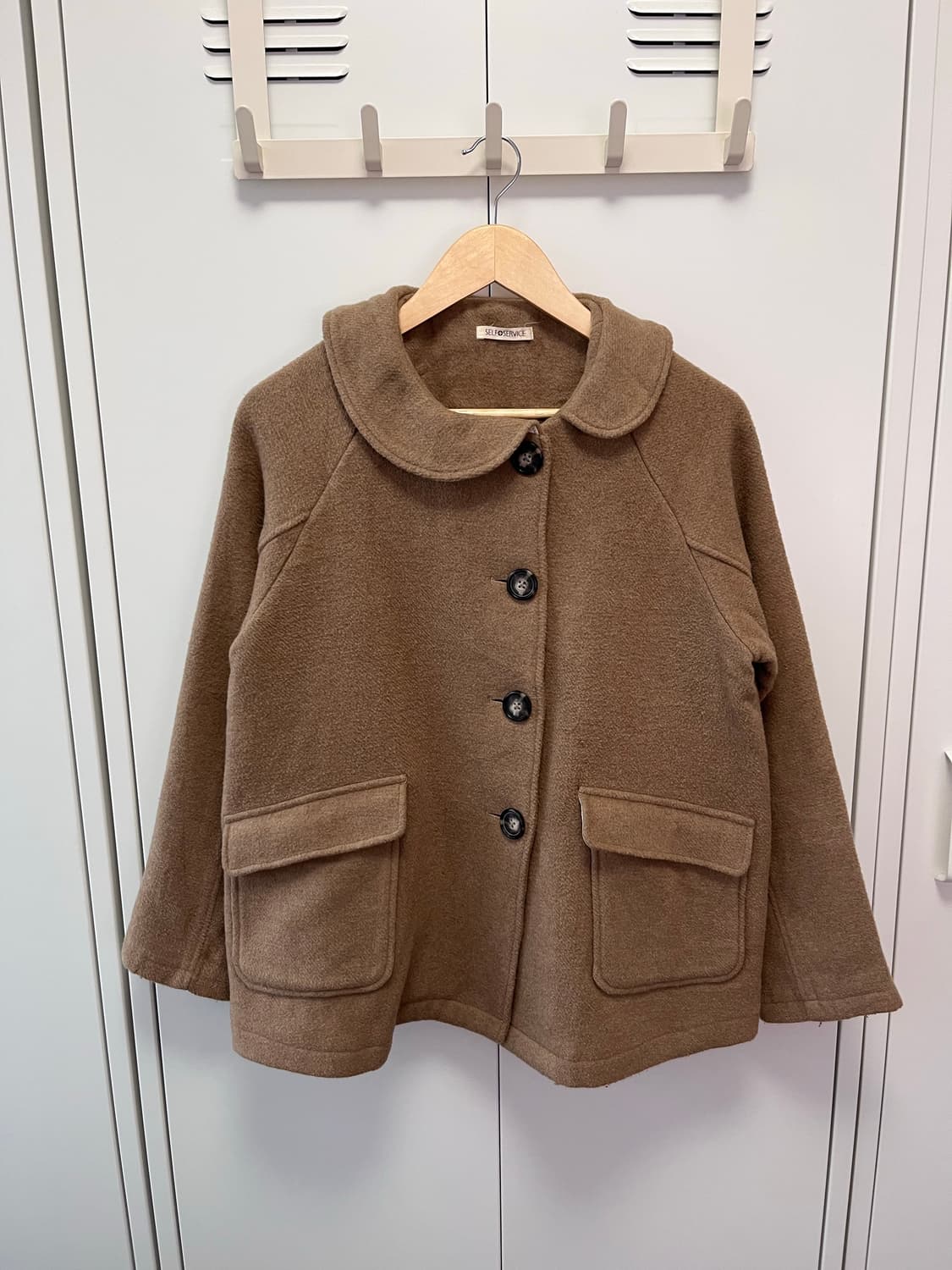 Self service 둥근카라 사와코모리 울 코트 상품이미지7