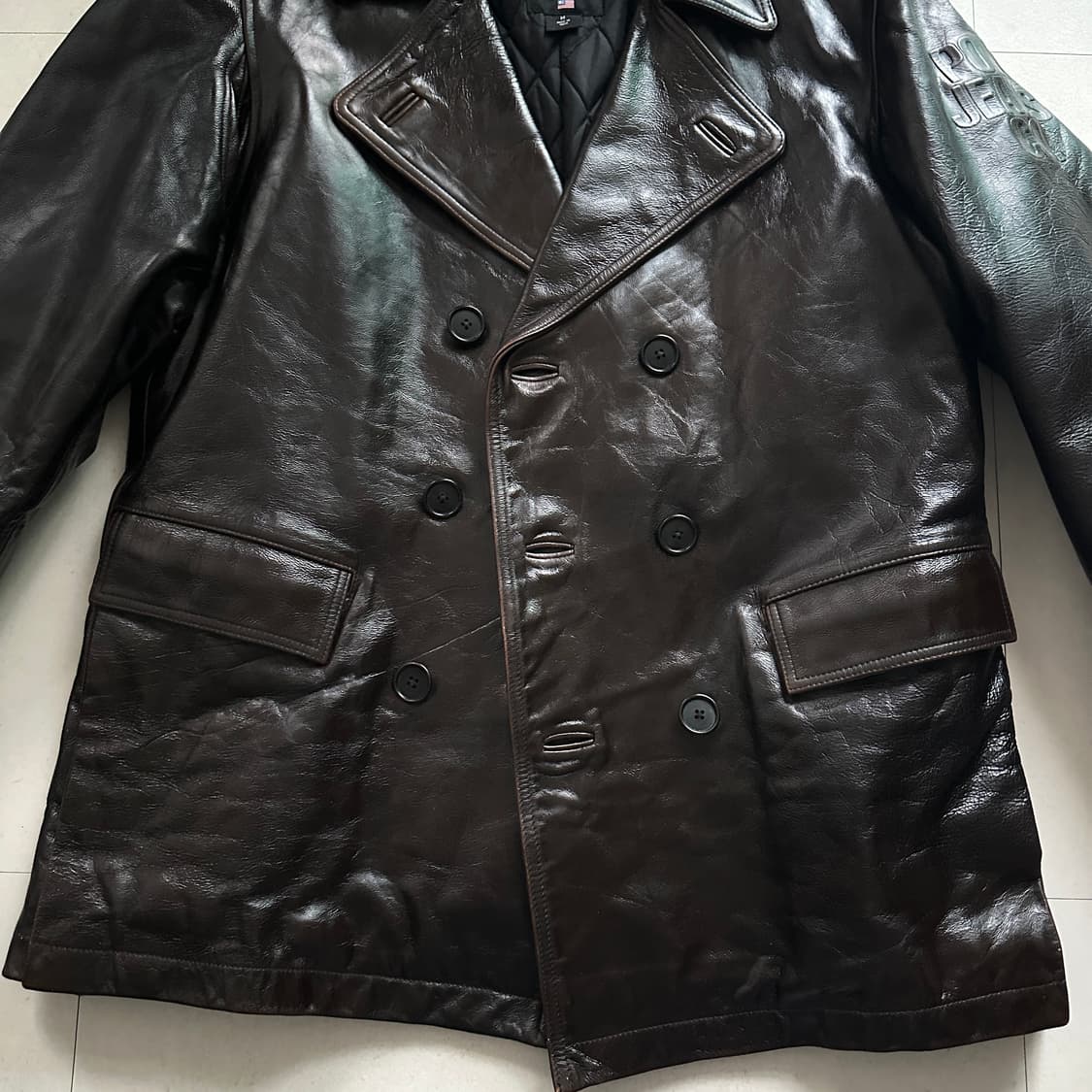 90s 폴로 진스 랄프로렌 레더 가죽 피코트 (M) 상품이미지3