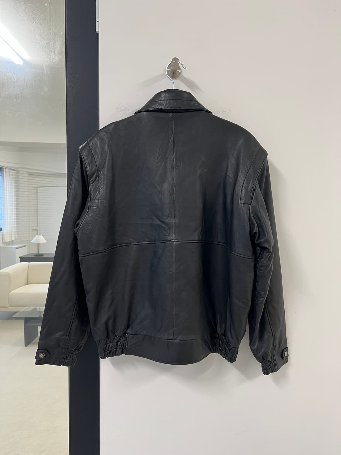 빈티지 블랙 램스킨 하이넥 레더 자켓 상품이미지10
