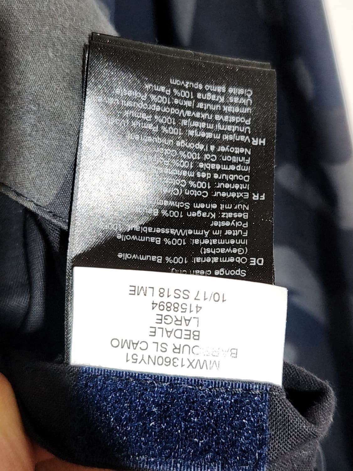 (L) 바버 비데일 왁스자켓 카모패턴 왁싱점퍼 코듀로이 카라넥  상품이미지7