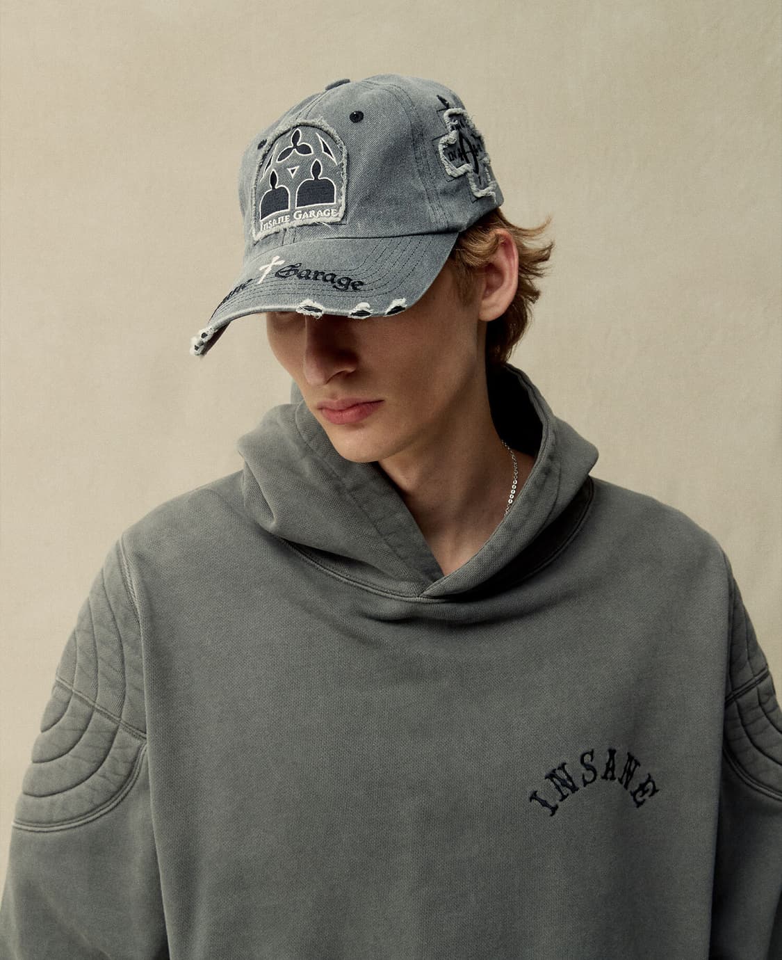 인세인개러지 그런지 패치 볼캡 모자 차콜 상품이미지4