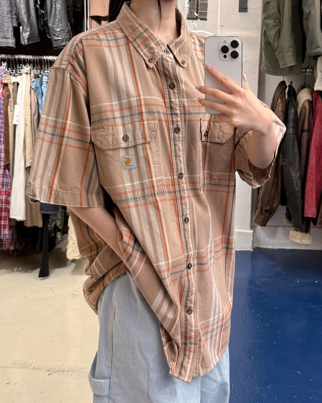 Carhartt 칼하트 루즈핏 체크 반필 셔츠 상품이미지2