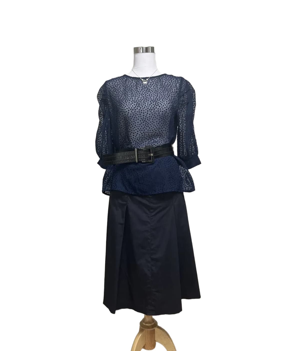 See-through navy blouse 상품이미지5