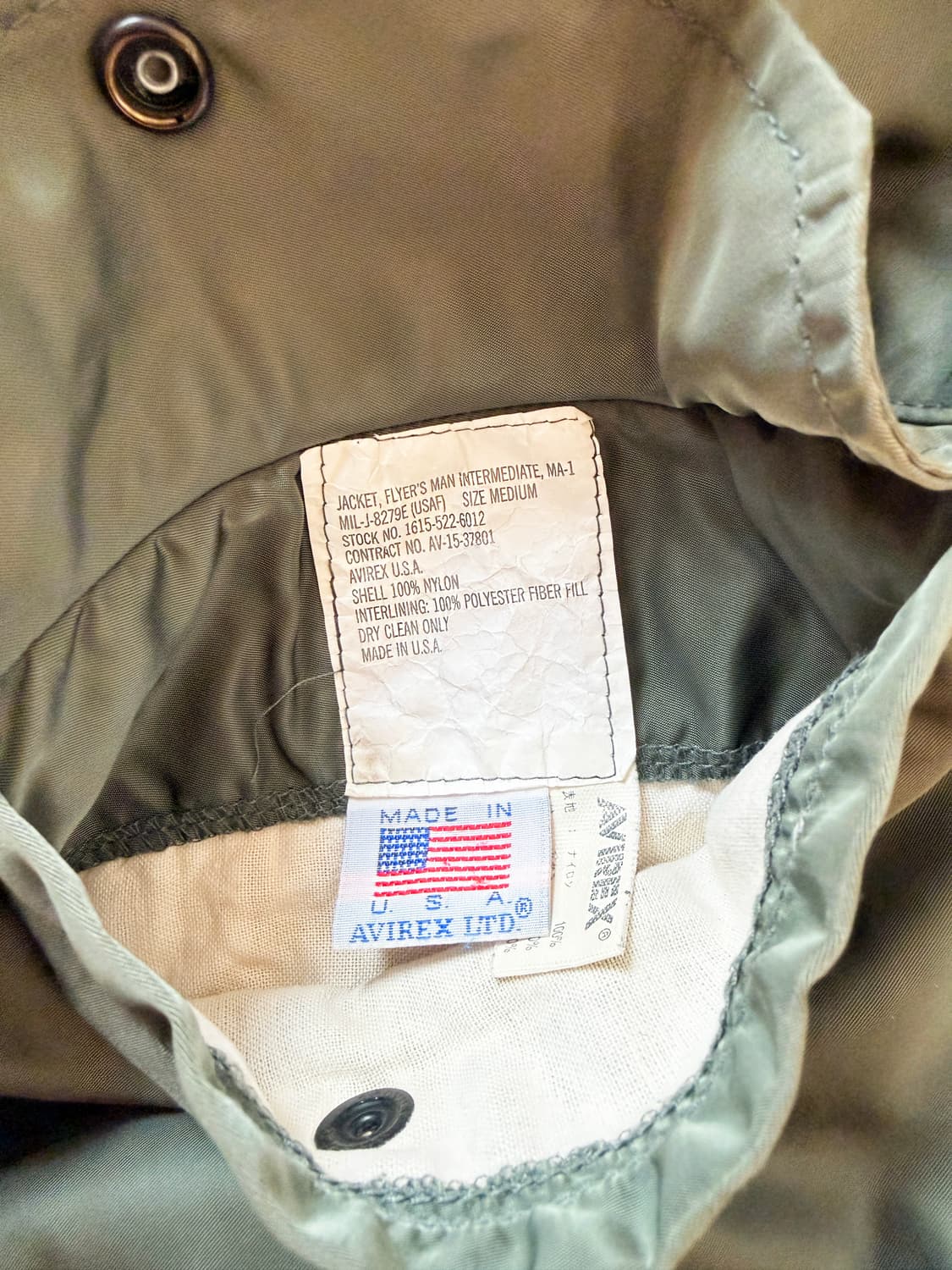 AVIREX MA-1 OG 아비렉스 마원 오리지널 빈티지 상품이미지10