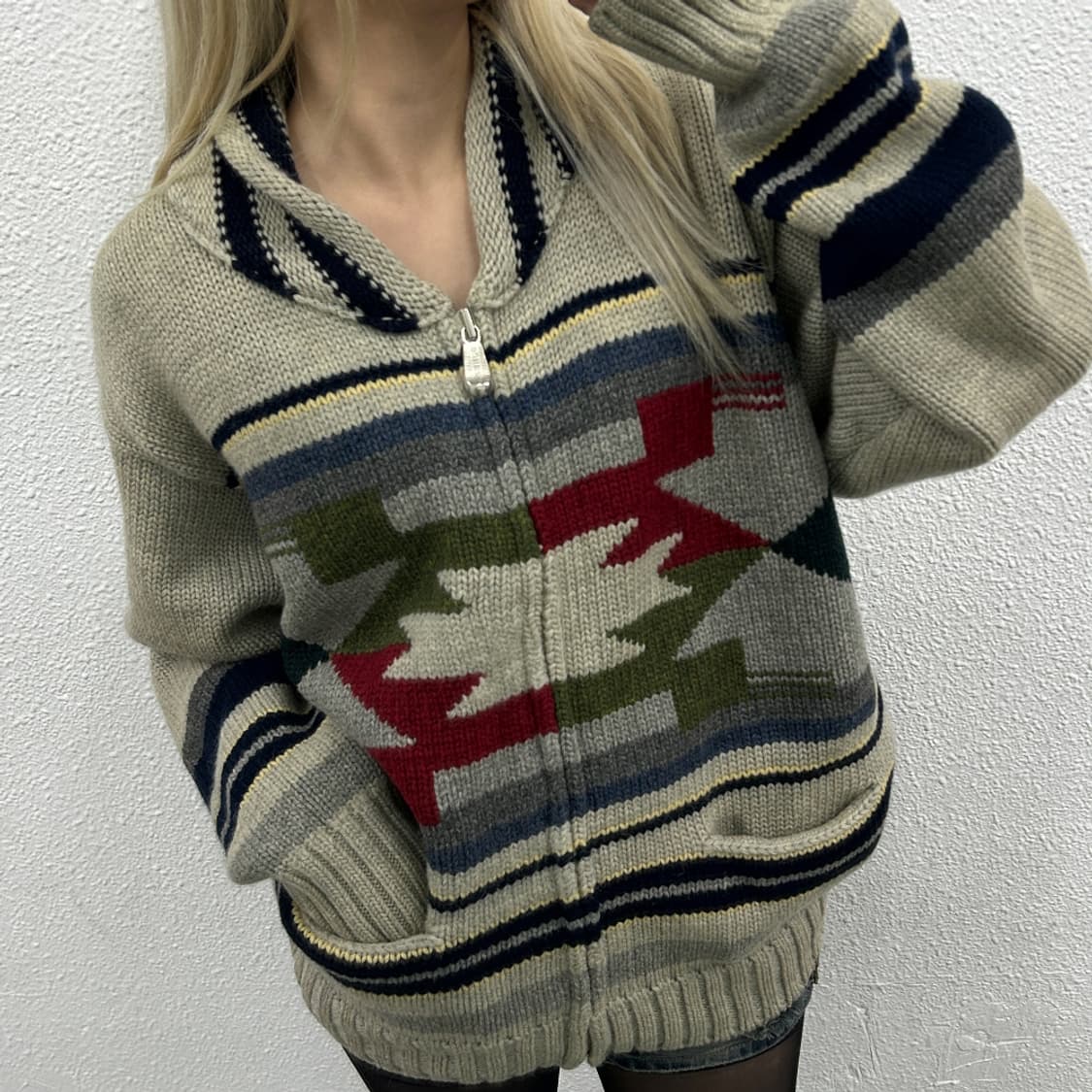 올젠 90s 치마요 니트 집업 100 상품이미지2