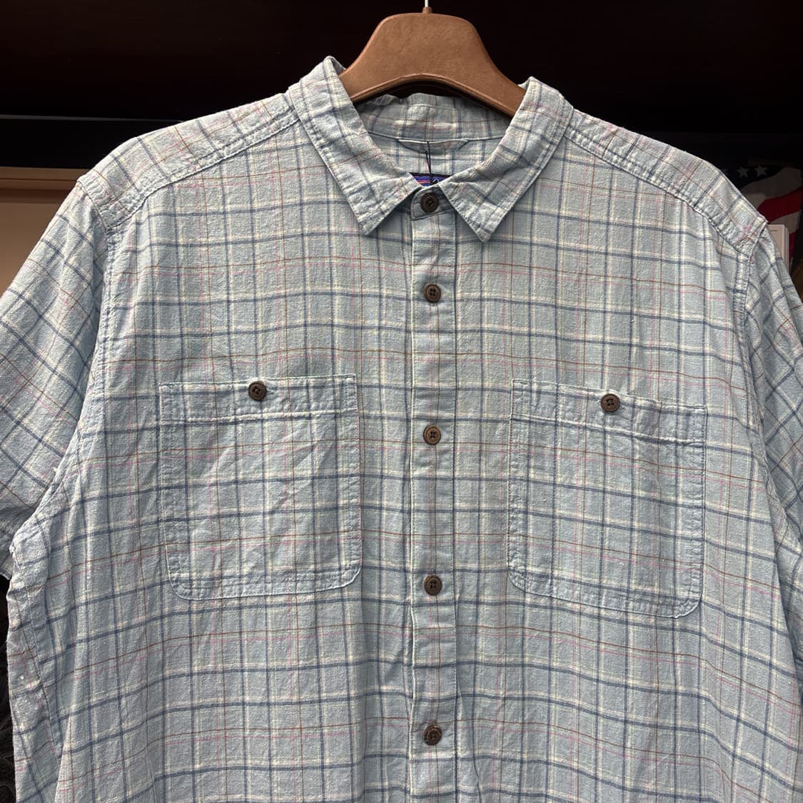 파타고니아 파스텔 윈도우 체크 워크포켓 린넨셔츠 N1062 상품이미지3