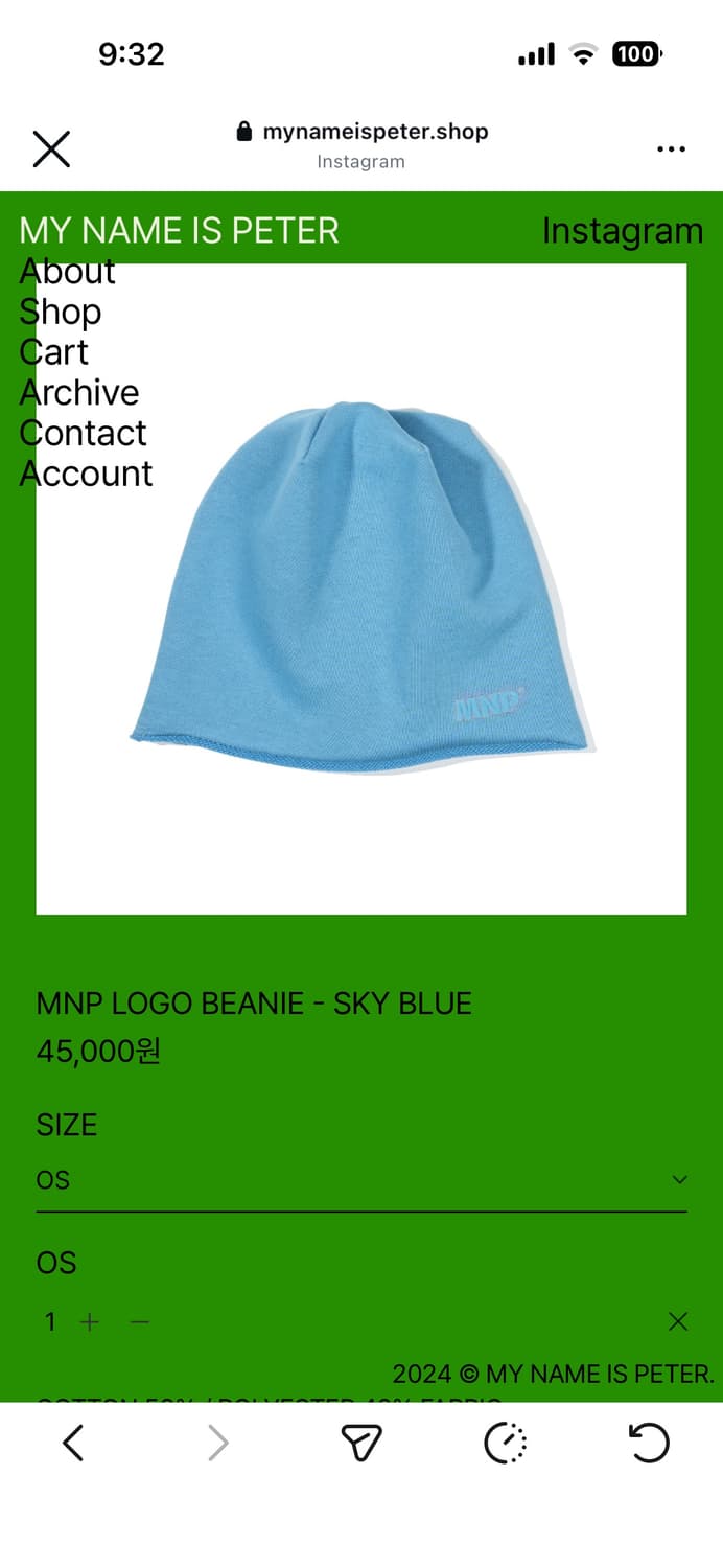 Mynameispeter Logo beanie-Sky blue 상품이미지1