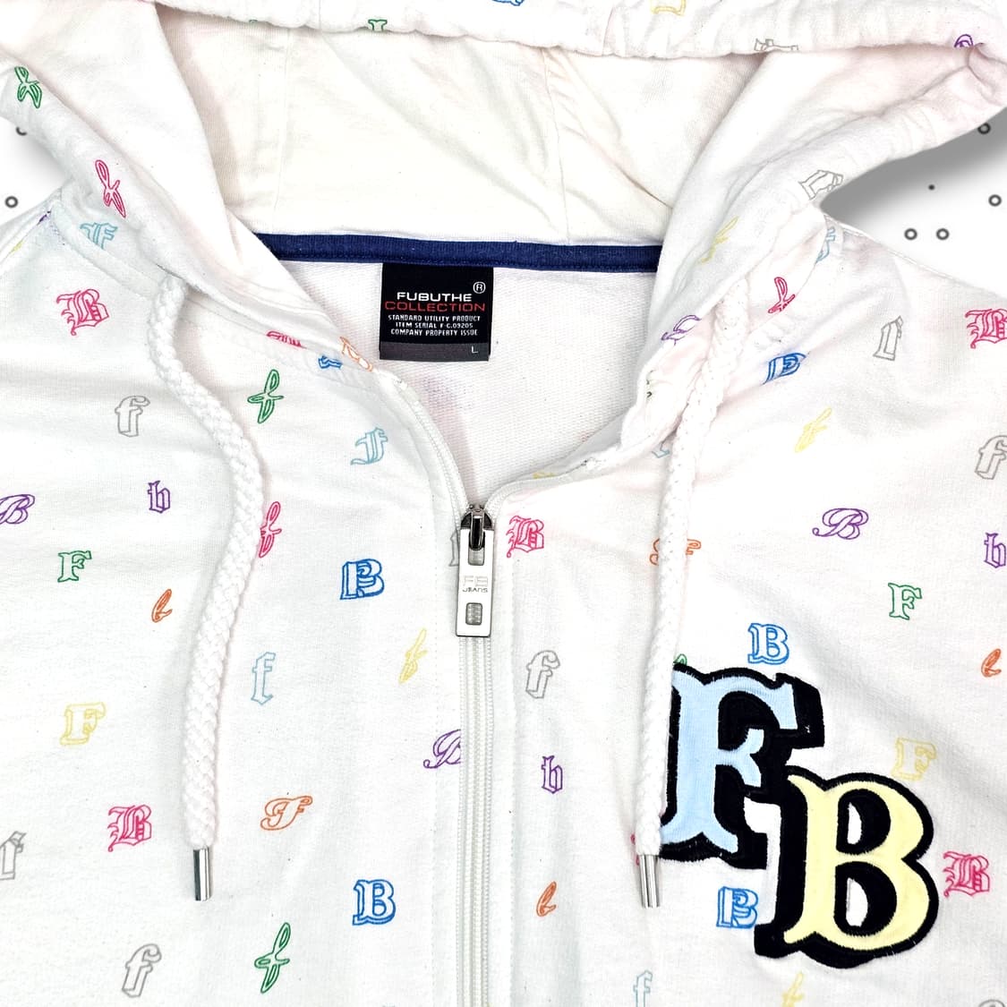 L FUBU 후부 화이트 패턴 후드집업 상품이미지4