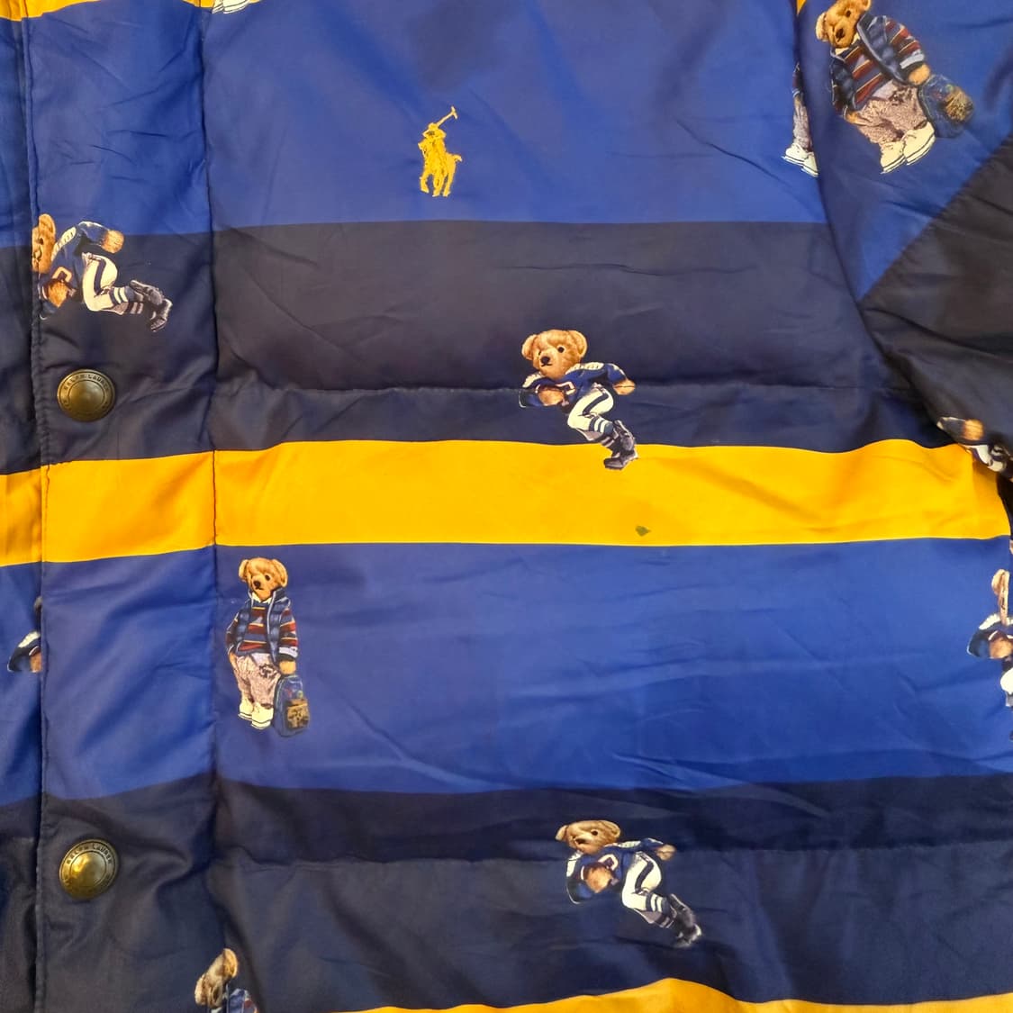 폴로 랄프로렌 럭비베어 패딩 블루/옐로우 상품이미지3
