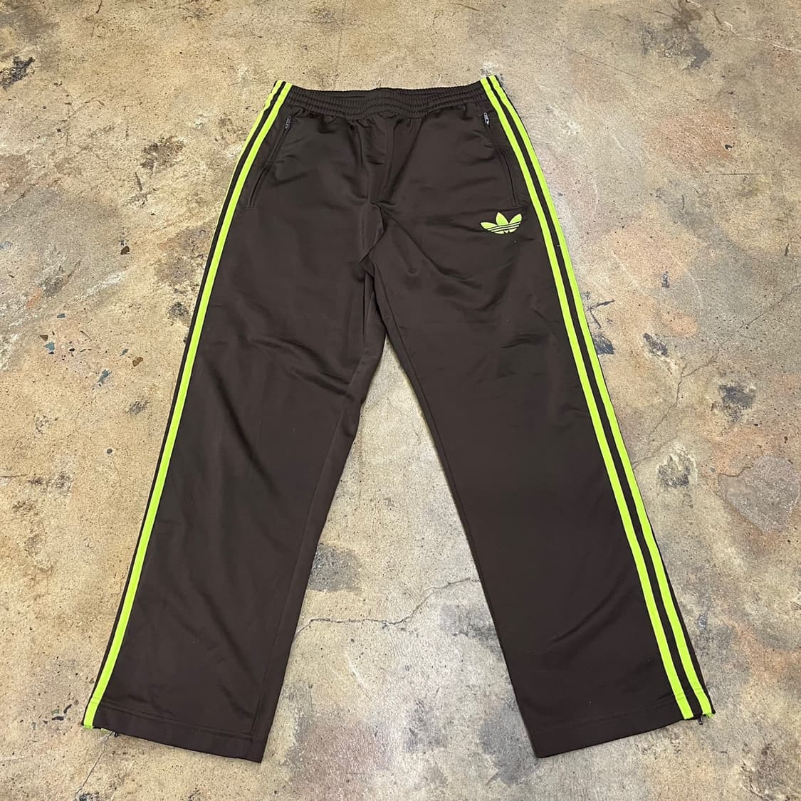 [정품/95] 아디다스 브라운 트레이닝 바지 형광 라인  상품이미지2