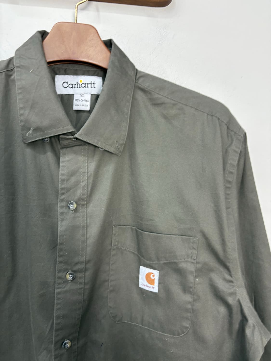 칼하트 로고 올리브색 워크셔츠 A2784 상품이미지3