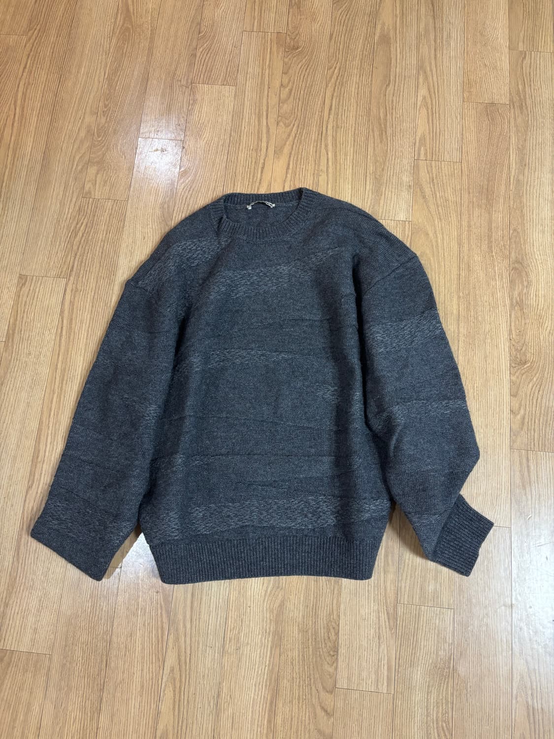 Crewneck Intarsia Knit Grey Blue 상품이미지1