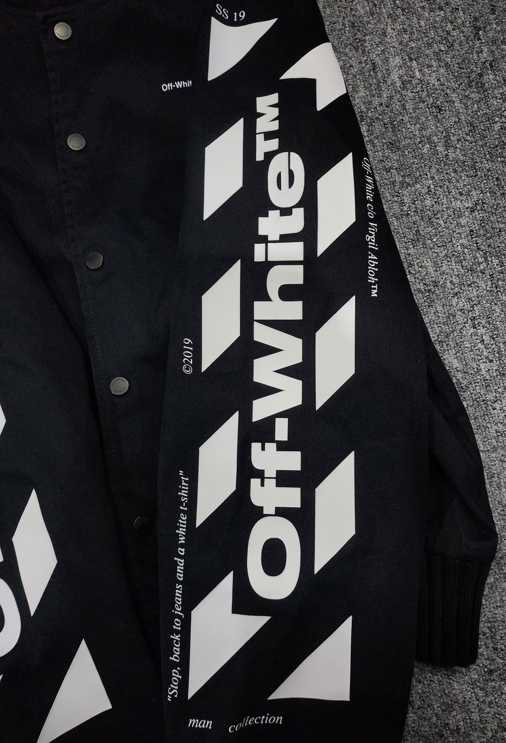 오프화이트 애로우 로고 블루종 봄버 자켓 L 상품이미지7