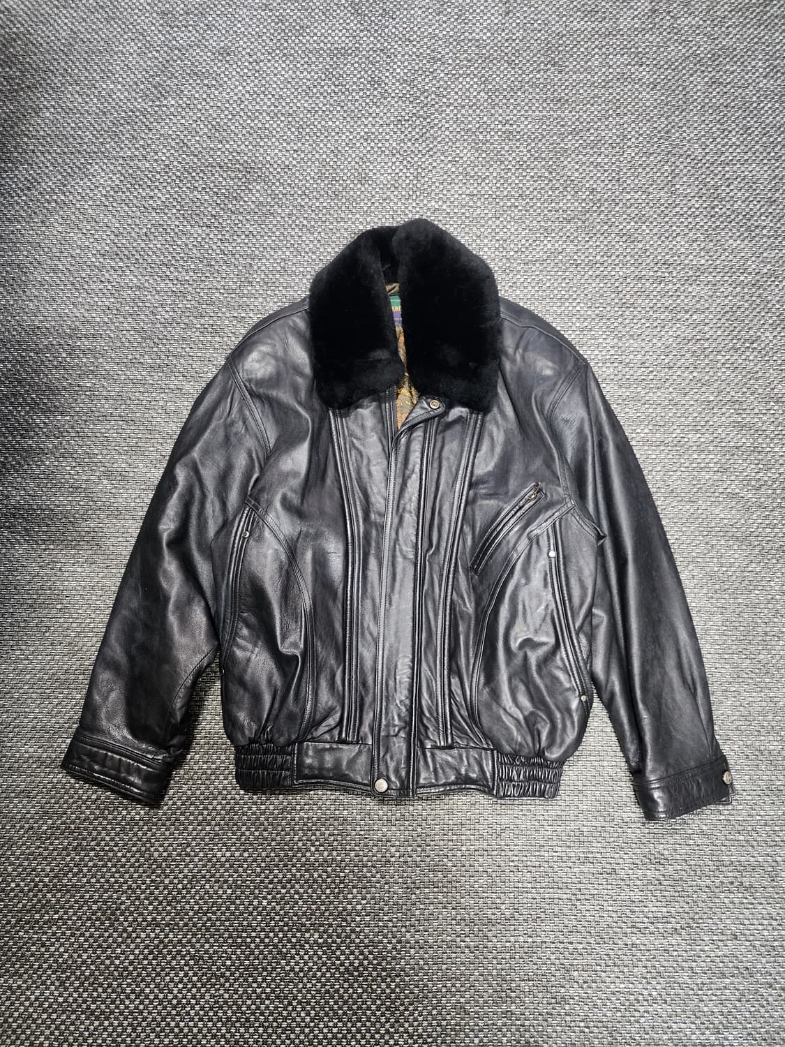 빈티지 블랙 양가죽 무스탕 자켓    XL사이즈  상품이미지1