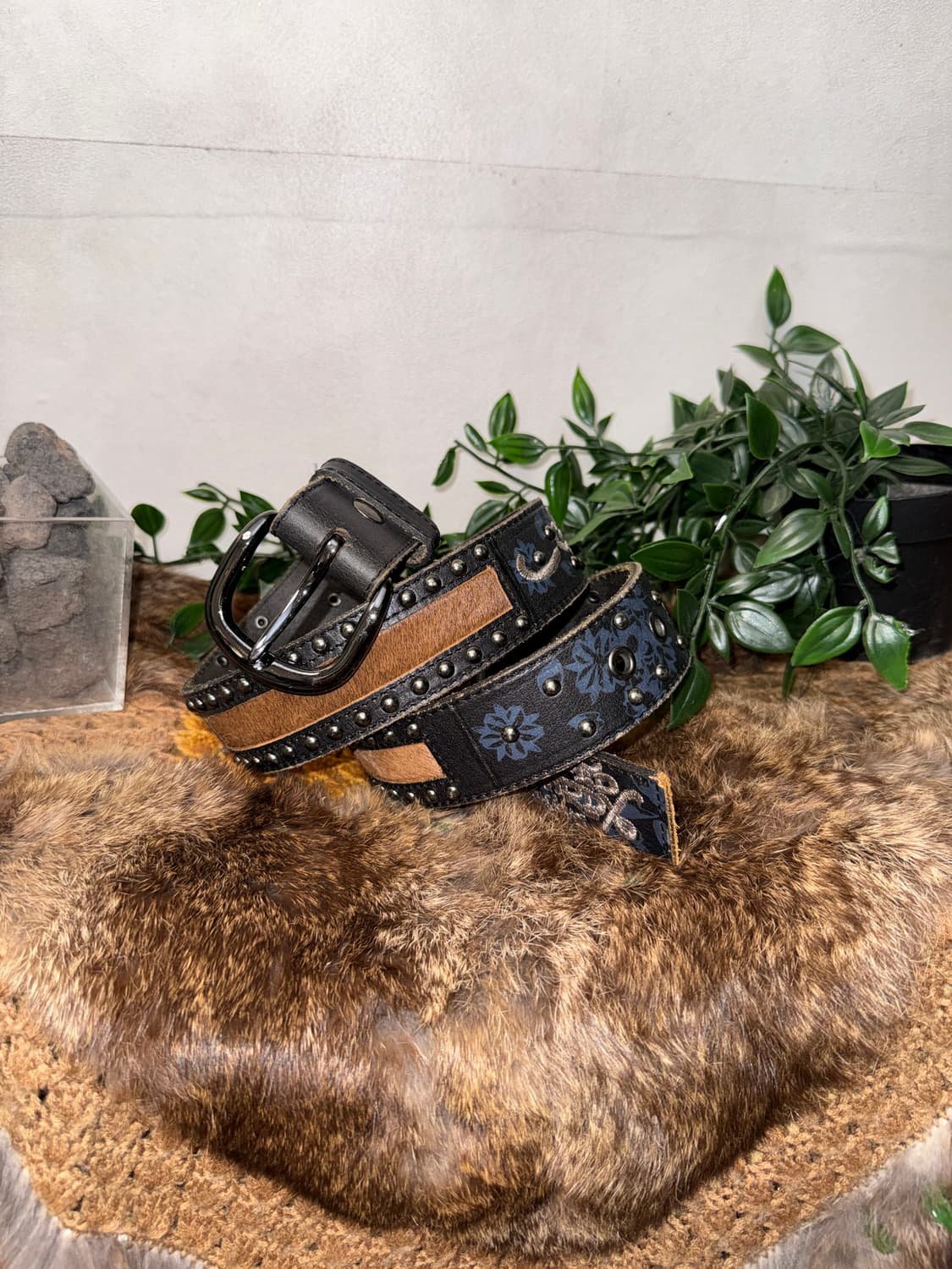 Ed Hardy oriental flower calf fur belt 상품이미지4