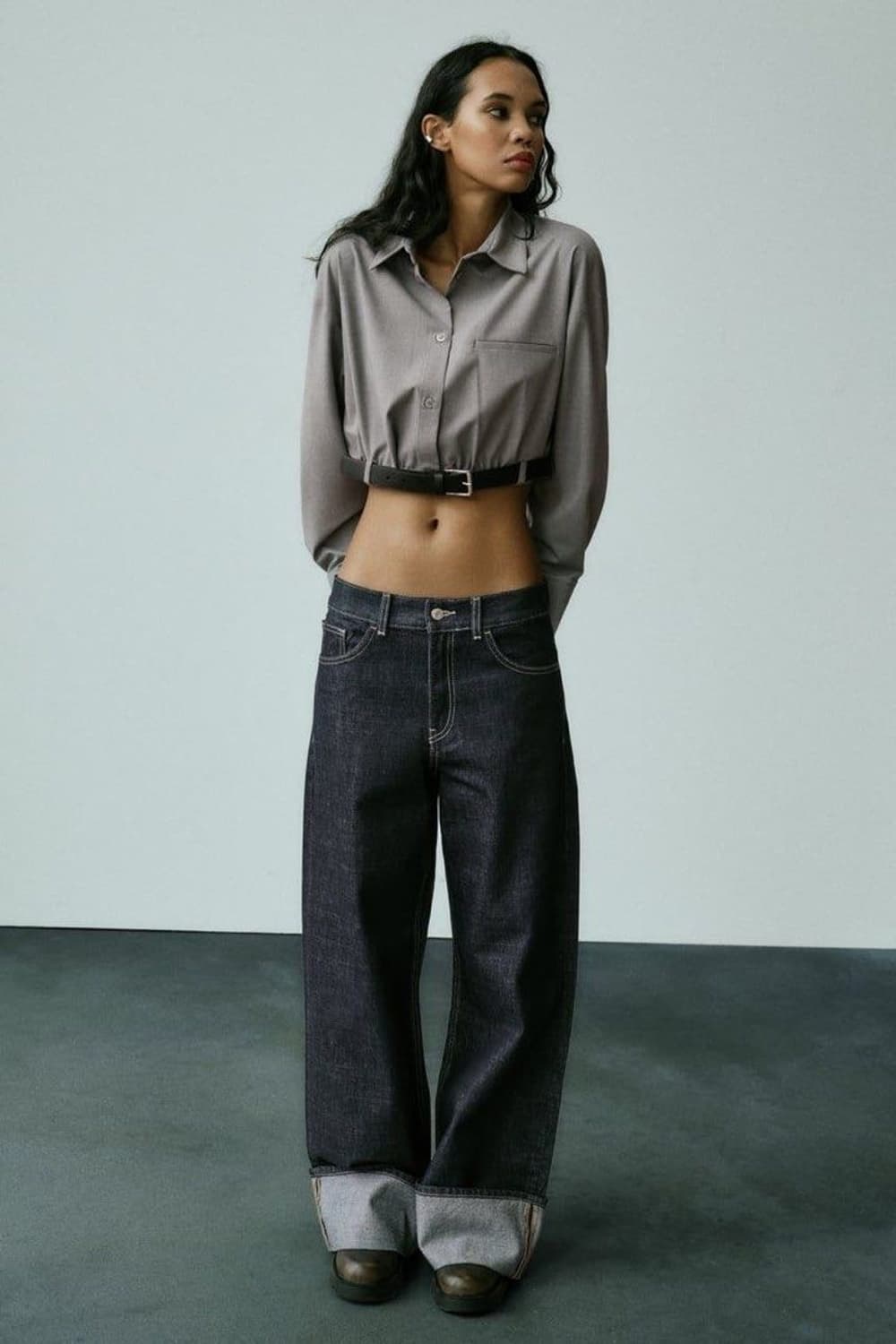 (택O) 자라 ZARA 벨트 크롭 셔츠 (s) 상품이미지2