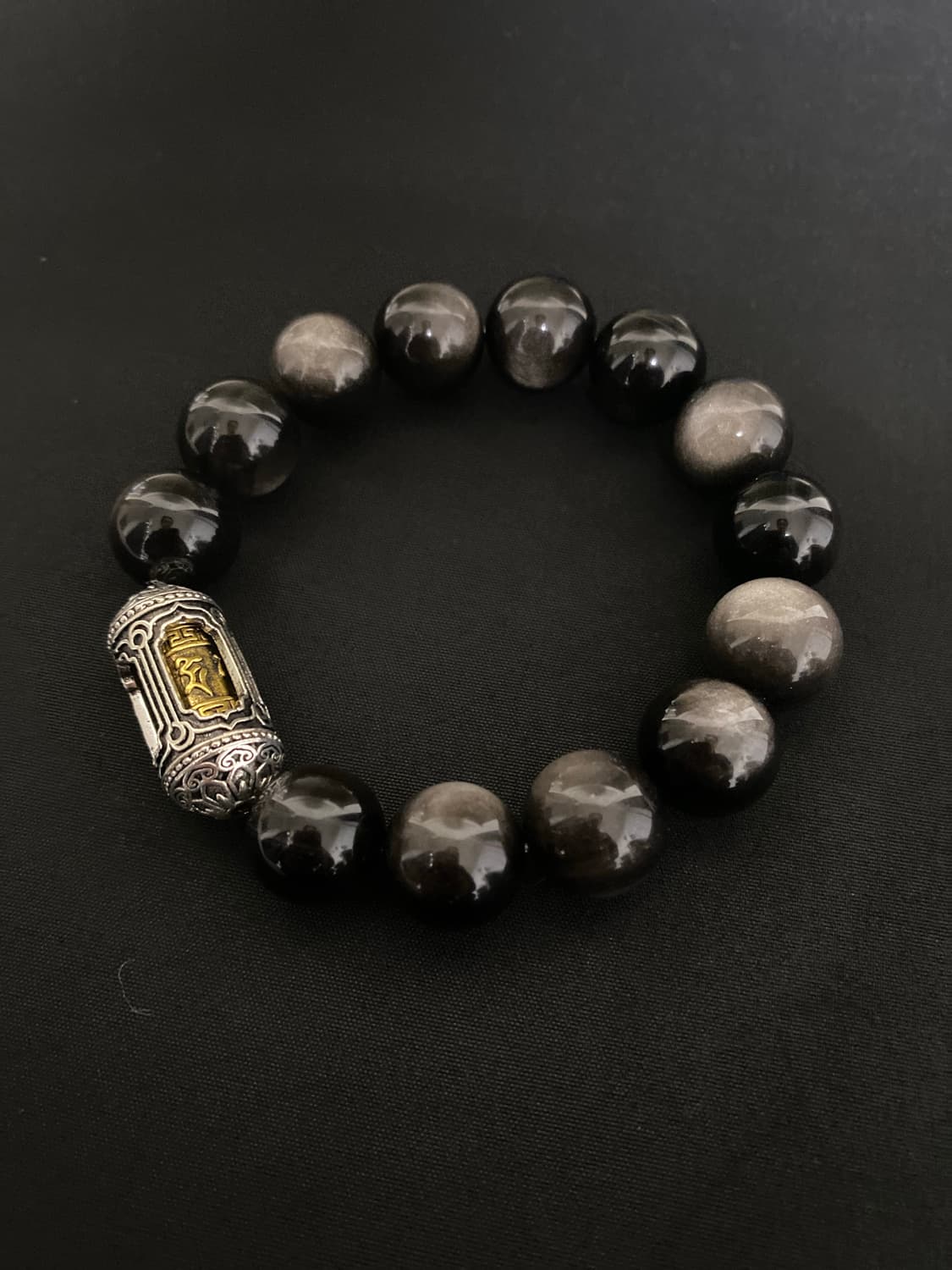 실버 옵시디언 단주 팔찌 14mm 상품이미지2