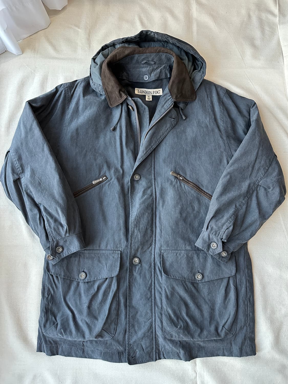 런던포그 후디드 카라 레더 자켓 M 상품이미지1