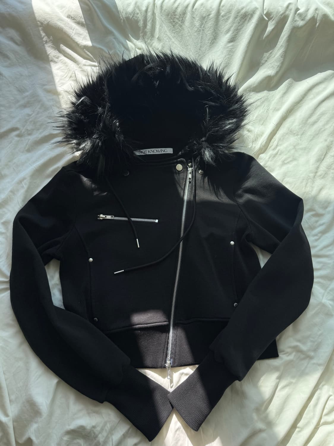 낫노잉 라이더 퍼 후드집업 블랙 상품이미지2