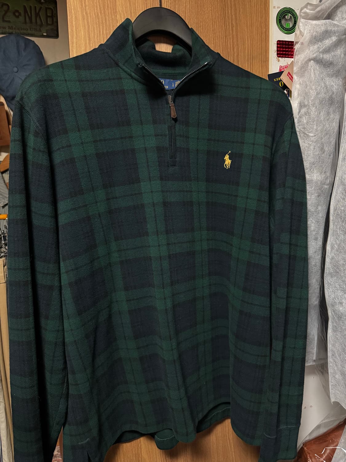 폴로 랄프로렌 타탄체크 반집업 새상품 L 상품이미지6