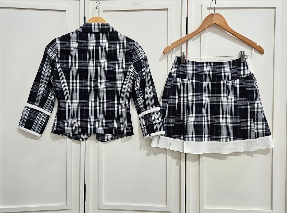 체크 투피스 세트 상품이미지2