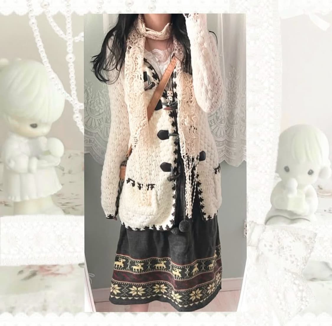 퍄뮤빈티지 레이스 크로쉐 리본 스카프 모리걸하구미라떼갸루로걀페어리공겜 상품이미지2