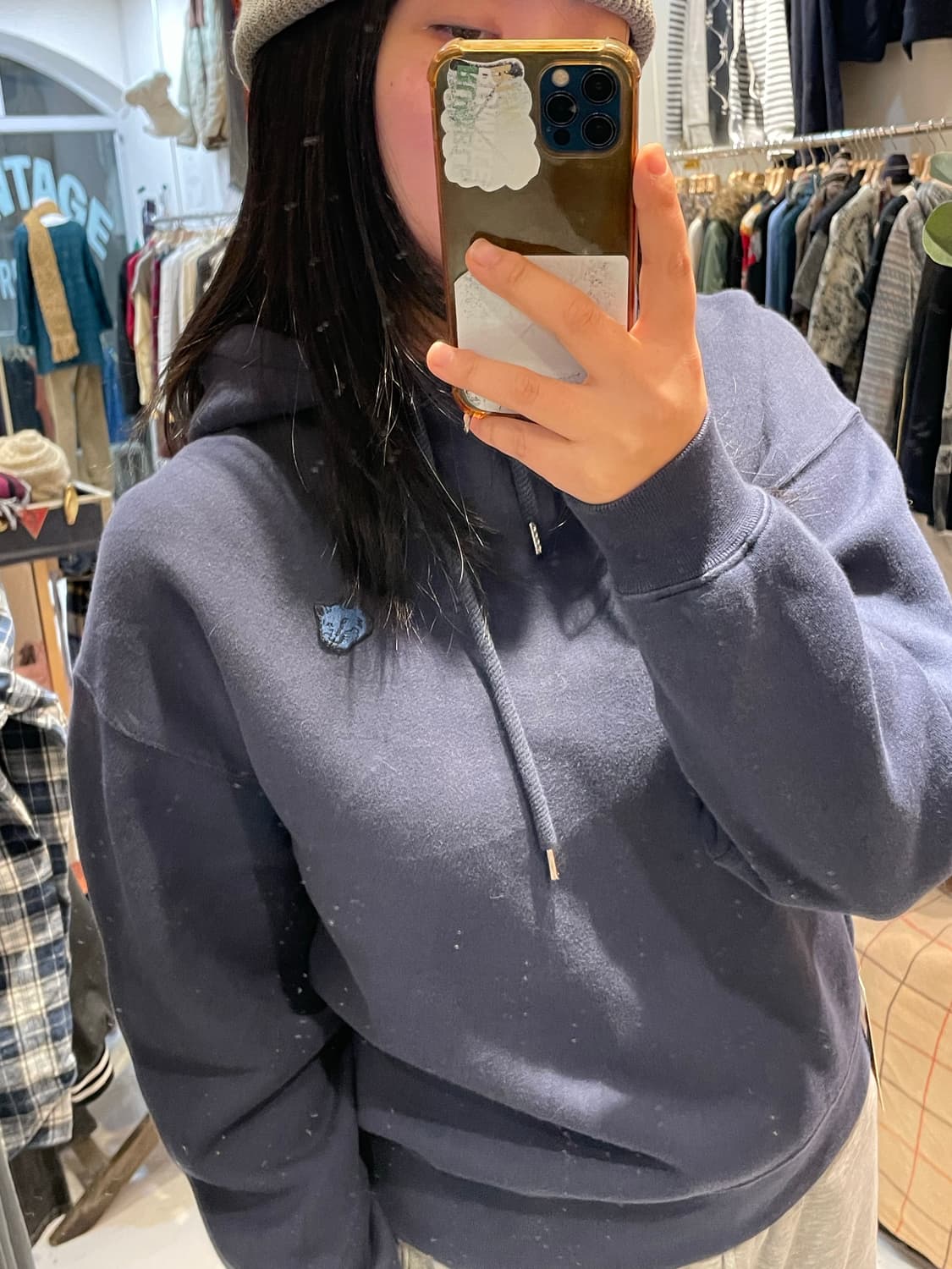 메종키츠네 폭스 후드 네이비 상품이미지1