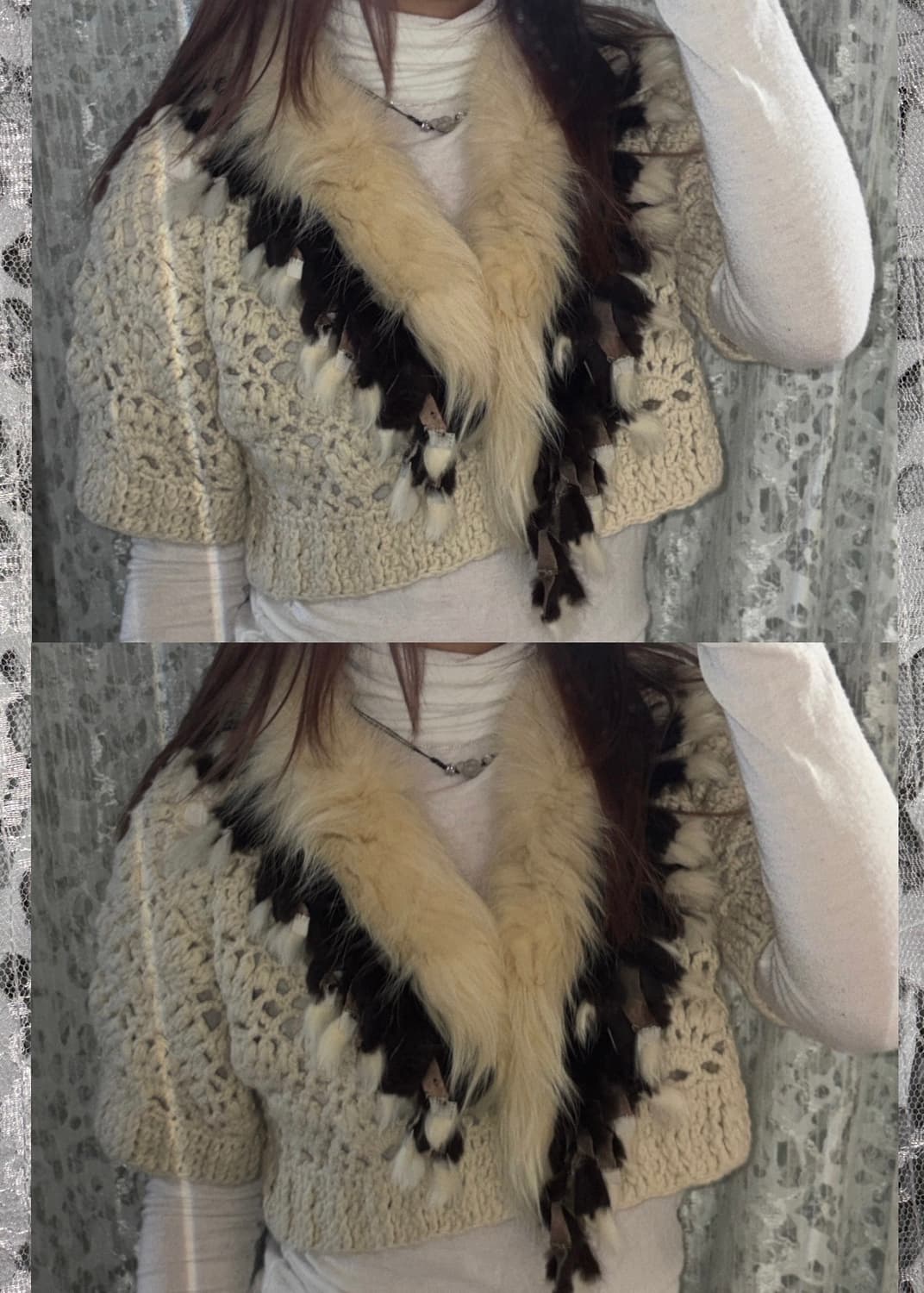White fur knite cardigan 상품이미지3